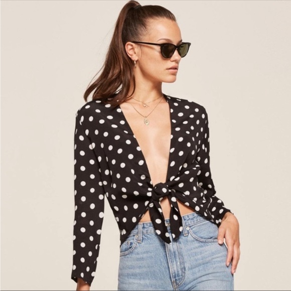 Reformation Tops - Reformation Black and White Polka Dot Blouse